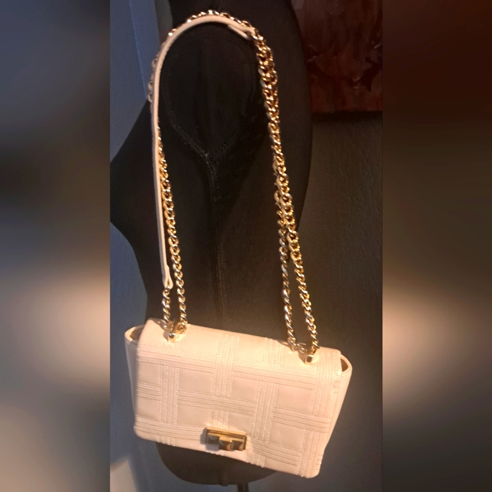 Zara Crossbody / Shoulder Bag || Cream with goldtone hardware